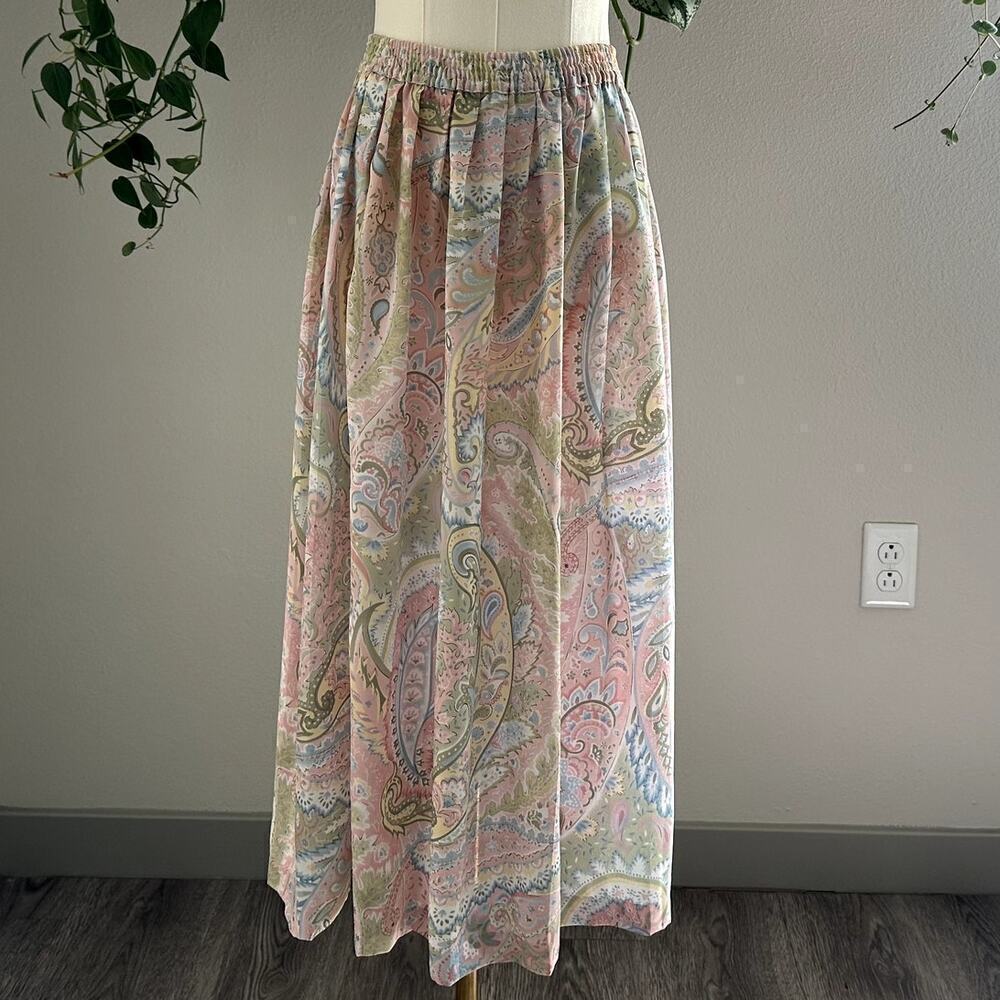Vintage Alfred Dunner Pastel Paisley Midi Skirt Sz 14 Cottagecore, Y2K Coquette